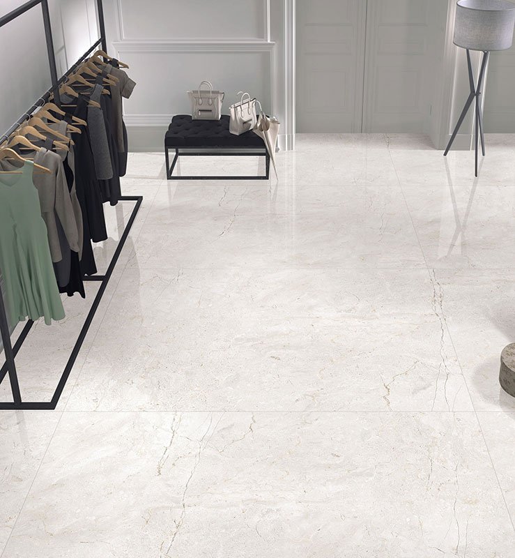 Kajaria The Ultima Kashmir Marfil Polished Slab - Installed Wall